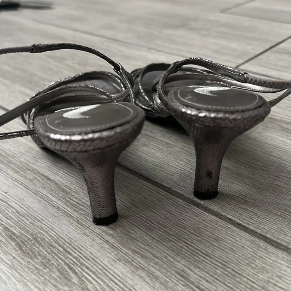 Nina Glory Style Strappy Silver Heels Size 6 - Picture 6 of 8
